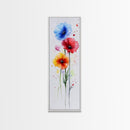 Bold Watercolor Poppy Art - Framed Canvas Print Showcasing Vibrant Flower Composition in Artistic Minimalist Style