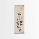 Sketch of a Flower Canvas Print, Wood Framed Wall Art, Flower Painting, Flower Decor, Floral Botanical Wall Art, Flower Print Narrow Art