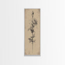 Black and White Sketch of a Rose, Framed Canvas Print, Narrow Art, Tall Skinny Art, Flower Painting, Paint of a Rose, Floral Prints