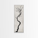 Framed Canvas Print of Minimalist Birch Tree Art in Black and White, Wabi Sabi Art, Rustic Wall Art, Above Bed Wall Art, Tall Skinny Art, Japanese Aesthetic