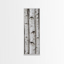 Classic Birch Trees Black and White Wall Art Framed Canvas Print Rustic Farmhouse Art Tall Narrow Art Guest Room Decor