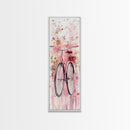 Bicycle Art Canvas Print Retro Pink Wall Art Long Narrow Vintage Style Above Couch Gift Idea Light Pink Minimalist Wabi Sabi Art