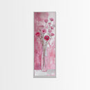 Wildflower Bouquet Framed Canvas Print Pink Poppy Painting Tall Skinny Art Living Room Above Sofa Rustic Guest Room Floral Wall Art