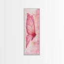 Butterfly Side View Framed Canvas Print Pink Wall Art Light Pink Wall Art Vertical Wall Art Rustic Decor Above Couch Art