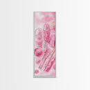 Pastel Pink Beauty Tools Canvas Print Feminine Wall Art Light Pink Bathroom Decor Makeup Lover Rustic Vertical Artwork Girly