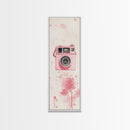Retro Pink Camera Canvas Print Whimsical Wall Art Photography Lover Gift Living Room Art Vertical Pink Abstract Minimalist