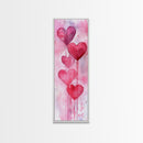 Dripping Heart Art Canvas Print, Moody Abstract Pink Wall Art, Romantic Living Room Art, Extra Vertical Skinny Tall Narrow Artwork