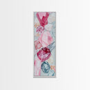 Gemstone Watercolor Painting Framed Canvas Print, Whimsical Pink Abstract Wall Art, Geometric Skinny Vertical Bedroom Art