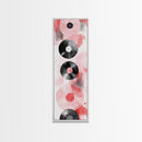 Abstract Vinyl Records Canvas Print, Retro Music Lover Wall Art, Light Pink Minimalist Art, Vertical Skinny Living Room Decor