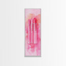 Light Pink Lipsticks Framed Canvas Print, Modern Whimsical Art, Abstract Vertical Art for Makeup Room or Girly Dorm Wall Decor