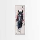 Black Horse Portrait Canvas Print Rustic Farmhouse Art Horse Wall Art Tall Skinny Art Vertical Rustic Living Room Wall Decor