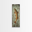 Trout Art Rustic Framed Canvas Print Skinny Vertical Art Fly Fishing Art Rustic Decor Tall Narrow Art Guest Room Wall Decor