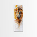 Majestic Lion Portrait Framed Canvas Print Featuring Bold African Art Style, Perfect for Rustic or Wildlife-Inspired Interiors