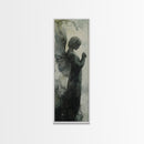 Watercolor Angel Canvas Print with Elegant Moody Design, Dark Angels Wall Art Gift Idea, Vertical Bedroom Zen Art Piece