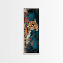 Leopard Wall Art Framed Canvas Print Featuring Elegant and Colorful Design, Perfect Vertical Boho Home Decor Accent Piece