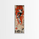 Skateboarder Canvas Print, Red and Black Urban Wall Art, Graffiti Inspired Vertical Artwork, Gift Idea for Living Room or Teen Bedroom