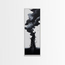 Smoke Abstract Art Canvas Print Black White Contemporary Modern Home Decor Moody Wall Art Vertical Long Narrow Artwork