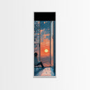 Serene Sunset Reflection Framed Canvas Print Moody Art Bedroom or Living Room Coastal Decor Horizontal Wall Painting Piece