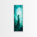 Moonlit Goddess Canvas Print Featuring Moody Woman Painting, Afrocentric Wall Art, And Above Bed Wall Art With Blue Green Hues