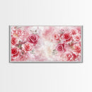 Romantic Rose Painting Framed Canvas Print Featuring Rose Painting and Pink Wall Art Botanical Prints Rustic Art Living Room Decor