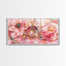 Pink Gemstone Jewelry Canvas Print, Feminine Elegant Artwork, Glamorous Rose Painting, Living Room Wall Art, Unique Decorative Gift