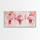 Pink Lanterns Canvas Print Chinoiserie Wall Art Moroccan Wall Art Whimsical Art Living Room Art Rustic Decor Fall Gift Idea