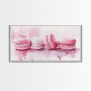 French Macaron Canvas Print | Pink Kitchen Wall Art | Food Inspired Artwork | Framed Pastel Dessert Art | Unique Dining Room Decor