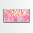 Magical Fairy Light Pink Abstract Canvas Print with Bokeh Lights, Ideal Whimsical Art for Living Room, Vertical Skinny Wall Art