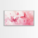 Pink Butterflies Canvas Print, Whimsical Art, Light Pink Wall Art, Feminine and Romantic Decor, Bedroom or Living Room Gift Idea