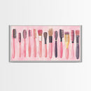 Hairbrush Collection Canvas Print Whimsical Art Pink Wall Art Fun Boho Aesthetic Bathroom Decor Vertical Art Unique Gift Idea