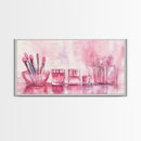 Makeup Brushes Still Life Canvas Print Light Pink Wall Art Dorm Decor Wabi Sabi Art Gift Idea Living Room or Vanity Artwork