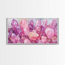 Pink Gemstone Art Framed Canvas Print Sacred Geometry Wall Art Whimsical Art Vertical Wall Art Bedroom Decor Unique Gift Idea