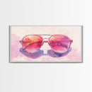 Retro Sunglasses Art Canvas Print | Fun Pink Wall Art | Whimsical Framed Canvas Print | Boho Chic Decor | Gift Idea | Dorm Room Art
