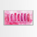 Lipstick Row Canvas Print | Pink Wall Art, Whimsical Decor, Light Pink Art, Feminine Gift Idea, Living Room Art, Above Couch Decor