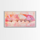 Fan Arrangement Canvas Print | Moroccan Wall Art, Chinoiserie Wall Art, Wabi Sabi Art, Light Pink Decor, Extra Wide Wall Art, Above Sofa Art