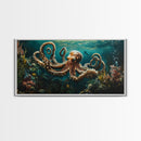 Magnificent Octopus Canvas Print Nautical Wall Art Coastal Decor Rustic Living Room Art Above Couch Art Gift Idea