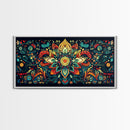 Elaborate Mandala Framed Canvas Print, Vibrant Boho Art, Spiritual Zen Wall Art, Geometric Ethereal Painting, Colorful Sacred Geometry