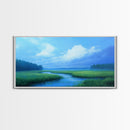 Marshland Panoramic Canvas Print, Coastal Landscape Art Bedroom Decor, Rustic Wall Art Living Room Gift, Nautical Horizontal Artwork
