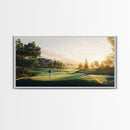 Golf Course Sunset Canvas Print Panoramic Landscape Art Rustic Decor Above Bed Artwork Gift Idea Extra Wide Horizontal Wall Art