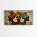 Elegant African Women Canvas Print, Bold Afrocentric Wall Art Decor, Moody Abstract Painting, Unique Bedroom Art Gift Idea