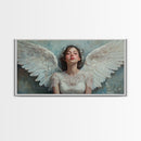 Heavenly Grace Framed Canvas Print with Angel Art Prints and Whimsical Art for Light Pink Wall Art and Romantic Home Decor