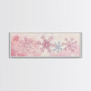 Hand-Painted Snowflake Art Canvas Print, Christmas Rustic Winter Wall Decor, Light Pink Abstract Artwork, Cozy Living Room Art Gift