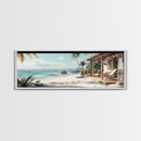 Tropical Beach Framed Canvas Print Coastal Landscape Art Nautical Decor Relaxing Living Room Wall Art Panoramic Seascape Painting