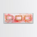 Decorative Frames Painting Canvas Print with Elegant Pink Abstract Background, Long Narrow Wall Art Perfect for Living Room Decor