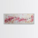 Pink Musical Notes Canvas Print, Rustic Abstract Artwork for Living Room, Nostalgic Art Nouveau Style, Horizontal Wall Art Decor