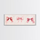 Light Pink Wall Art Canvas Print with Bows Decor, Minimalist Painting, Bedroom Art, Horizontal Abstract Artwork for Living Room