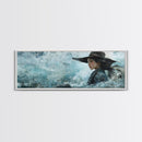 Ocean Cowgirl Canvas Print Coastal Landscape Art Rustic Boho Wall Art Nautical Decor Panoramic Artwork Bedroom Guest Room Decor