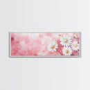 Daisy Flower Wall Art, Canvas Print, Light Pink and White Minimalist Artwork, Botanical Prints Style, Bedroom Whimsical Decor