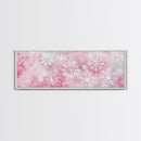 Delicate Snowflake Art Framed Canvas Print Light Pink Wall Art Minimalist Winter Décor Bedroom Living Room Artwork Horizontal Gift