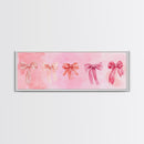Ribbon Bow Canvas Print Light Pink Art Feminine Horizontal Wall Art Whimsical Artwork Living Room Wabi Sabi Decor Framed Print